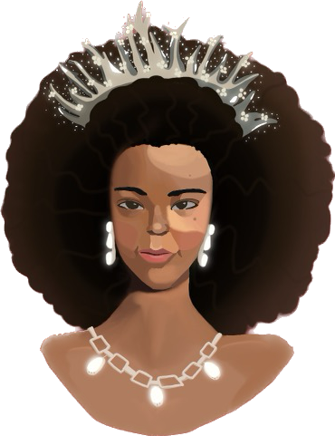 Illustrated portrait of Queen Charlotte, a taydrewit commission